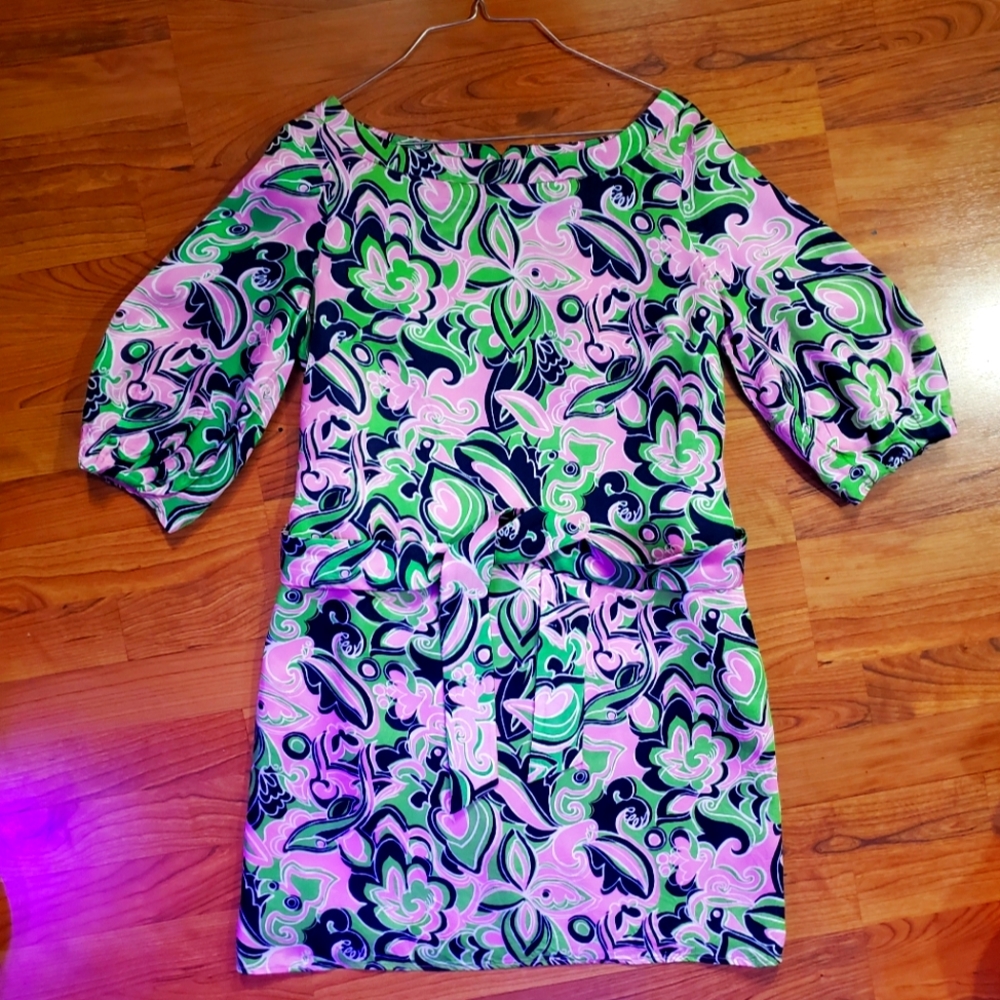 Lilly Pulitzer Boat Neck Dress Size 4 - Pink, Green, and Navy